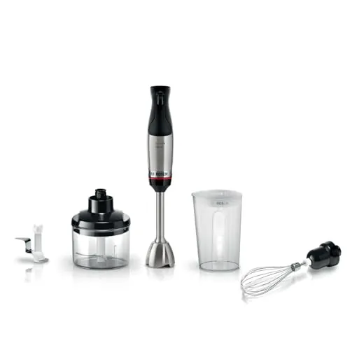 Bosch - Batidora de mano, ErgoMaster, 1000W, QuattroBlade, Acero inoxidable, MSM6M622