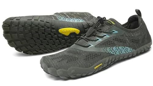 SAGUARO Hombre Mujer Barefoot Zapatillas de Trail Running Minimalistas Zapatillas de Deporte Fitness Zapatos Descalzos para Correr en Montaña Escarpines de Agua, Verde Enebro, 44 EU
