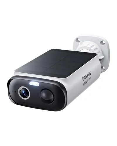 Baseus Security S1 Lite Solocam Camara Vigilancia WiFi Exterior Solar IP67, Camara IP Seguridad Bateria 2K 135°, Visión Nocturna a Color, Sin Cargos, Detección Humana, Compatible con Alexa y Google