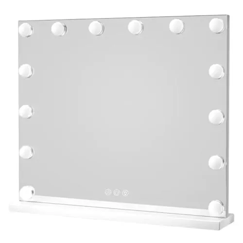Mi Ko Mi Ka Espejo de Maquillaje con Iluminación LED: Tocador con 15 Bombillas, 3 Modos de Luz, Control Táctil, USB Recargable | Espejo de Maquillaje con Aumento y Luz para Maquillaje (Grande)