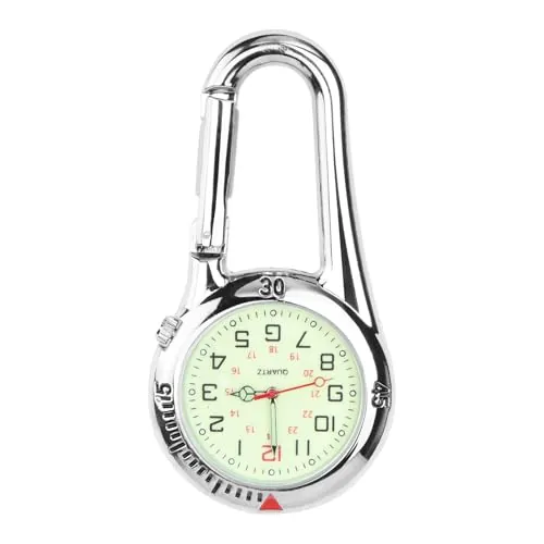 Shengxi Reloj Digital de Deporte con Clip, Llavero Reloj De Bolsillo Clip En Mosquetón Bisel Giratorio Esfera Luminosa Reloj Fob para Médicos Enfermeras Paramédicos Escalada Montañismo