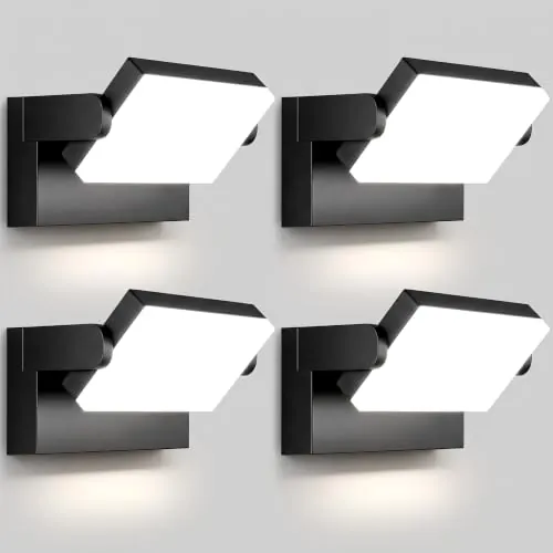 Kingwen 4 Piezas Apliques Pared Exterior LED 40W,6000K,IP65,360°,Negro