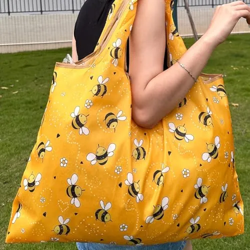 Bolsa de compras reutilizable, bolsa plegable de bolsillo para comestibles, ecológica, reciclada, impermeable, lavable a máquina, para llevar artículos de compras diarios