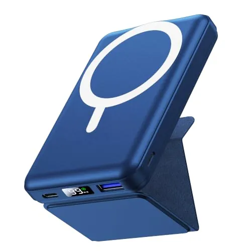Ellewpoo Power Bank para Magsafe,10000mAh Magnético Batería Externa Azul