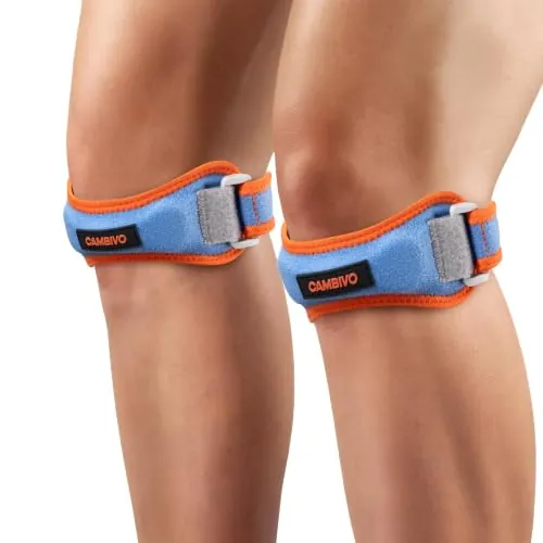 CAMBIVO Rodillera Adjustable x2, Cinta Rotuliana, Rodilleras Menisco y Ligamento con Correa para Tendón Rotuliano, Correr, Saltar, Gym, Alivio de la Tendinitis, Estabilización de la Articulación