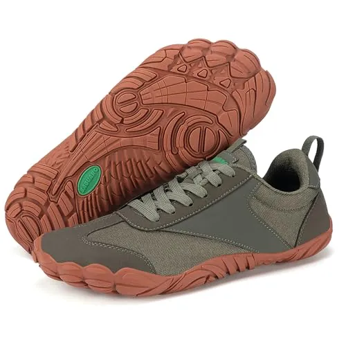 SAGUARO Zapatillas Barefoot Mujer Ligera Zapatos Minimalistas Hombre Transpirable Sneakers Barefoot Antideslizante Calzado Descalzos Interior Exterior, Verde Militar, 46