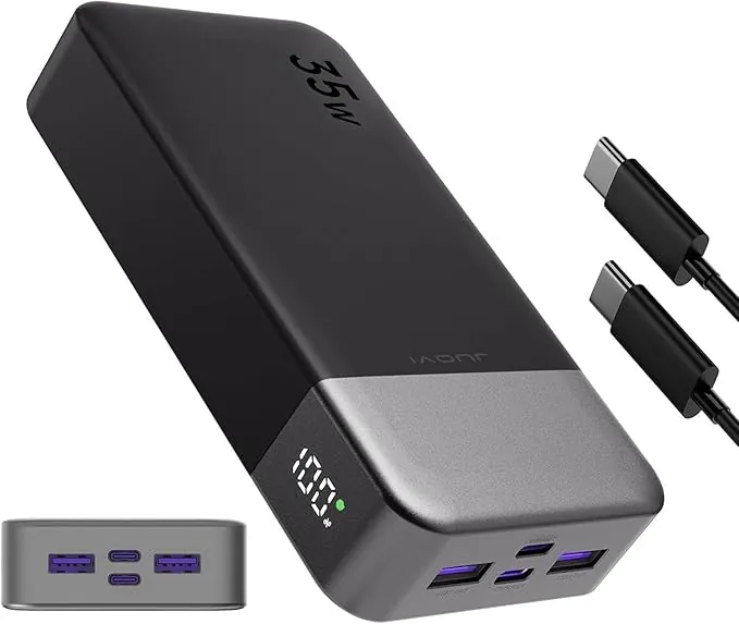 Portable Power Bank 20000mAh, JUOVI 35W Cargador portátil, batería de Carga rápida, PD3.0 QC4.0 batería Externa del teléfono con Pantalla LED para el iPhone 16 15, Galaxy, Tablet, Switch, etc