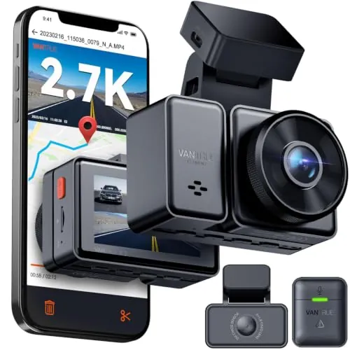VANTRUE E2 Dashcam para Coche 2 Canales 1944P Delantera Trasera Ángulo 320°