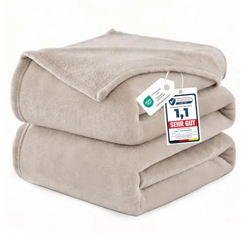 WAVVE Manta Extra Grande para Cama 180, Manta Franela para Sofá 230x270 cm, Sobrecama Suave, Cálida, Transpirable (270x230 cm, Oxford Tan)