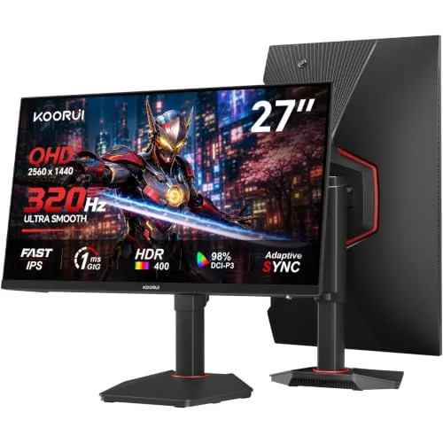 KOORUI Monitor Gaming 27 Pulgadas IPS QHD 320Hz Ajustable Altura