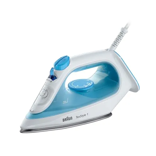 Braun Household TexStyle 1 SI 1050BL - Plancha de vapor con suela SuperCeramic, vapor vertical, 2000 W, color azul, (SI1050BL)