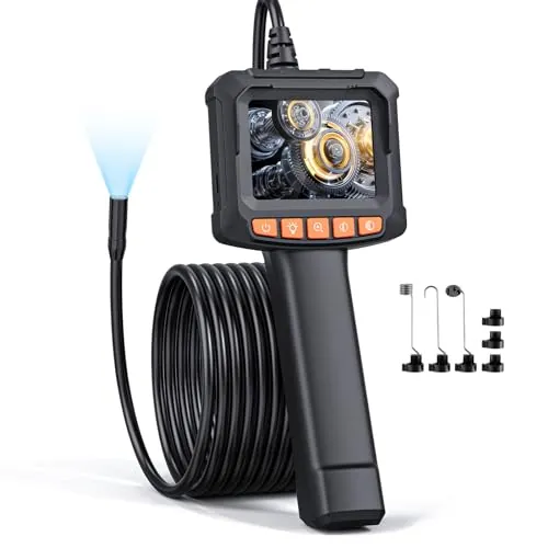 Endoscopio Camara de inspeccion, Qimic IP67 Impermeable endoscopio, Camara inspeccion tuberias con 8 Luces LED, Camara endoscopica, 16.5ft Cable Semi-Rígido