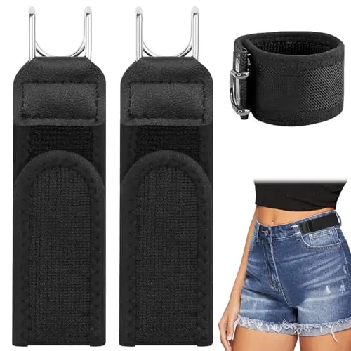Puasok 2 Piezas Cinturón Sin Hebilla Kit, Cinturón Elástico Táctico con Gancho Metálico, Cinturón de Cintura Invisible para Hombres y Mujeres, para Hombres y Mujeres, Ocupación, Ocio
