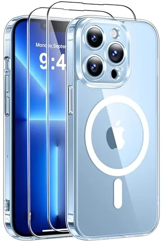 Qasyfanc Funda para iPhone 13 Pro Compatible con MagSafe, Transparente