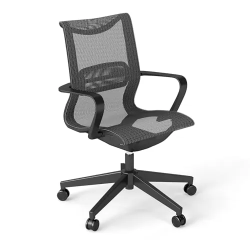 Magic Life Silla de Oficina Ergonómica con Inclinación Ajustable y Bloqueo, Respaldo Transpirable, Silla Giratoria con Ruedas para Escritorio