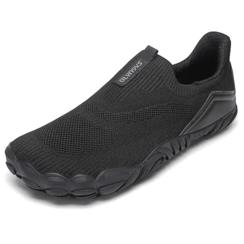 SAGUARO Barefoot Zapatillas Hombre Mujer Casual – Zapatillas sin Cordones Calzado a de Diseño Barefoot Shoes con Puntera Ancha para Uso Diario en Ciudad Walking Fitness Negro, Gr.44