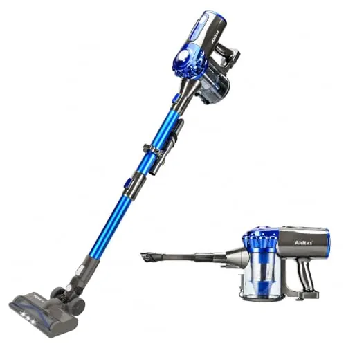 Akitas V8 Aspiradora Sin Cable 3 en 1, Ligera 22.2V 150W Batería de Litio Recargable, Aspirador Escoba Antiacaros para Suelo, Alfombra, Pelo de Mascotas