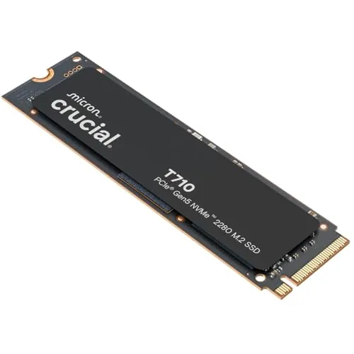 Crucial T710 SSD 1TB PCIe 5.0 x4 Gen5 NVMe M.2, Velocidades de Lectura hasta 14900 MB/s, Escritura 13700 MB/s, Ordenador Portátil y de Sobremesa, TLC NAND - CT1000T710SSD8-01