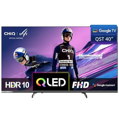 CHiQ L40QST 40 Pulgadas (101cm) televisor QLED Pro Smart Google televisor - Diseño Sin Marco con Metal, 90%,HDR10, Dolby Audio, FHD, Control por Voz