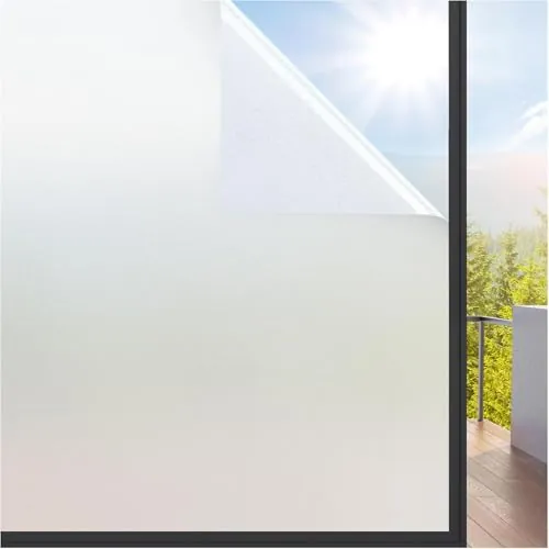 rabbitgoo Vinilos para Cristales 90x400cm con Cuadriculas Fácil de Cortar, Vinilo Ventanas Privacidad, Vinilo Opaco Electrostática, Anti UV, Película Esmerilado Decorativa para Baño Cocina Oficina
