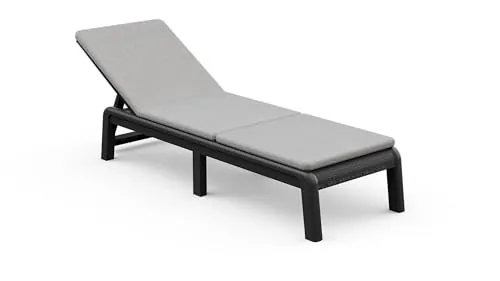 Keter Palma-Tumbona de Jardín Plegable con cojín Incluido, para Exterior terrazas, Patios, Jardines, 4 Posiciones, Color Grafito