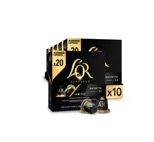 L'OR Espresso Cápsulas de Café Ristretto | Intensidad 11 | 200 Cápsulas Compatibles Nespresso (R)