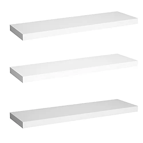 WOLTU Estantería de Pared de MDF Juego de 3 Blanco 120cm RG9315ws-3