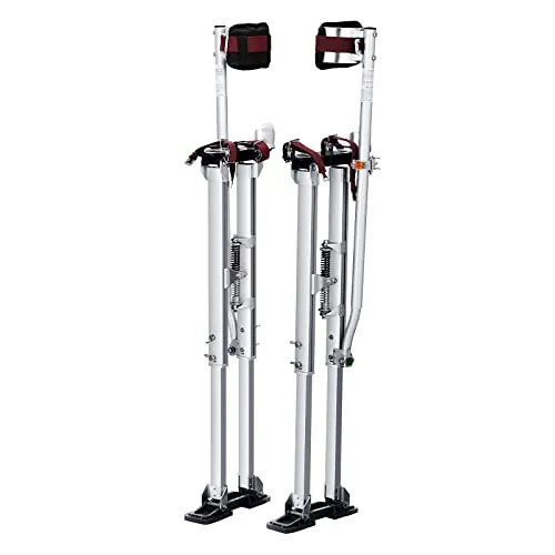 VEVOR Zancos de Trabajo de Aleación de Aluminio Altura Ajustable de 91,4-126,7 cm Zancos de Pintor Carga de 103kg Zancos para Paneles de Yeso Tamaño de Pies 27-29cm para Pintura Decoración Color Plata