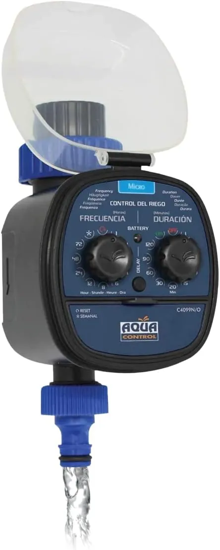 Aqua Control C4099O Programador de Riego para Jardín, Para todo tipo de Grifos, Apertura a 0 Bar, Color Azul
