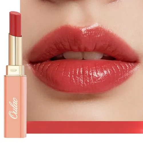 Oulac Labial Hidratante Rojo - Barra de Labios Brillo con Manteca de Karité para Nutrir los Labios, Acabado Brillante, No Pegajosa, Bálsamo Alta Pigmentación, Vegan & Cruelty Free 01