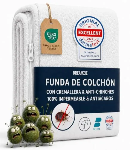 Dreamzie - Funda Colchón Anti Chinches - 135x190 x25 cm - con Cremallera