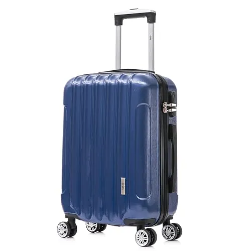 1990s Maleta de Cabina Policarbonato 55x40x20cm (40L) - 20 Pulgadas - 4 Ruedas Giratorias Dobles con 360ª - Azul Marino