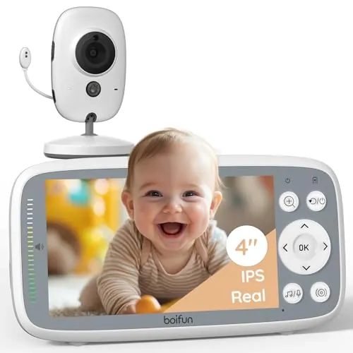 BOIFUN Camara Vigilancia Bebe sin WiFi, Nocturna Invisible, Pantalla 4" IPS