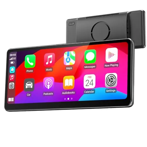 MINIX [2026 Pantalla Totalmente Laminada] 60fps Portátil Inalámbrico Carplay Coche Estéreo 8.9 Pulgadas 1920 * 720 HD Pantalla Táctil para Carplay&Android Auto Coche Estéreo Receptor Soporta Controles