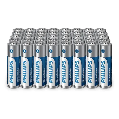 Philips Ultra AA Alkaline, baterías de Alta duración para Controles Remoto, Juguetes y Relojes, Paquete de 40