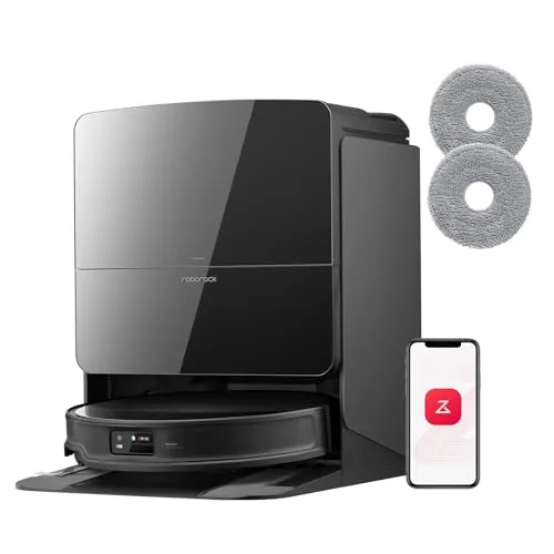 roborock Saros 10R Robot Aspirador 22000Pa Succión con mopa, Cuerpo Ultrafino de 7,98 cm, Obstáculo Extremo de 4 cm, Sin enredos, FlexiArm Riser, Vaciado Automático, Secado con Aire Caliente, Negro