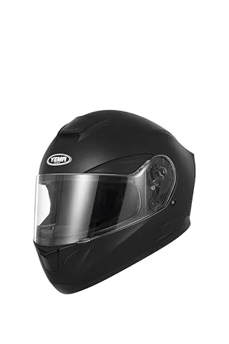 Casco Moto Integral ECE Homologado - YEMA YM-831 Casco de Moto Scooter para Mujer Hombre Adultos(Negro Mate, Large)