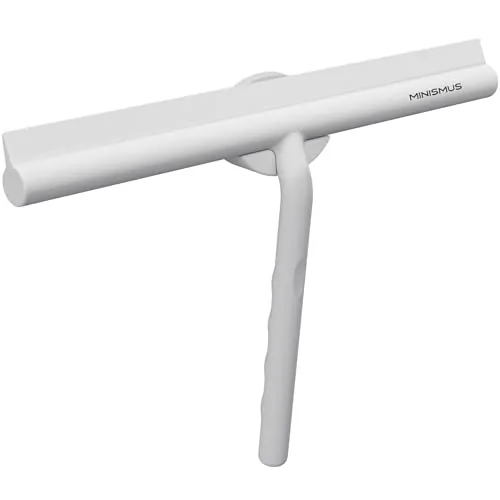 Minismus Limpiacristales para Ducha, baño, Azulejos, Espejos, Ventanas, Incluye Soporte magnético sin taladrar, Autoadhesivo, diseño Moderno (Blanco, 28 cm)
