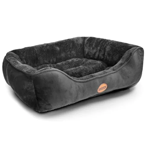 Nobleza Cama para Perro Lavable, Antideslizante con Relleno de Fibras Super Suave para Mascotas Pequeños y Medianos, Negro, M, 67 * 57cm