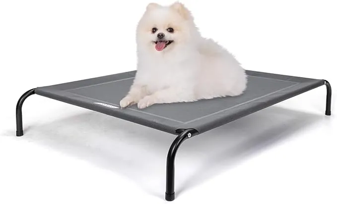 Nobleza Cama Elevada Perro Pequeño, Cama Refrescante Perro, Cama de Mascotas Transpirable para Exterior Interior Jardín Terraza, Cama Perro Robusto Lavable, Gris, S, 87x65x20CM