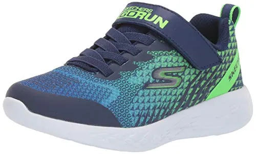 Skechers GO RUN 600 BAXTUX, Zapatillas Ligera, Perfecta para el Gimnasio y para el Recreo para Niños, Navy Mesh/ Navy Synthetic/ Lime Trim, 37 EU