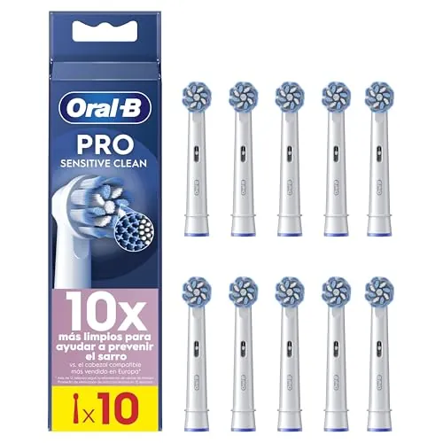 Oral-B Sensitive Clean Cabezales De Recambio Originales, Blancos, Pack de 8 - Recambios para Cepillo Eléctrico Oral B Pro, Filamentos Ultrasuaves en Forma de X para Una Limpieza Suave Y Profunda