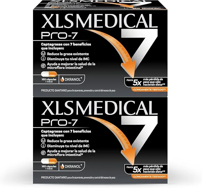 XLS Medical Pro7 Pack 2 meses de tratamiento (360 comprimidos). Origen natural. Pierde hasta 5 veces más peso que sólo haciendo dieta