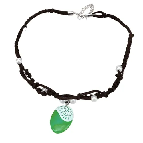 NHQZ Collar para Vaiana,Collar con colgante de océano de Moana, collar iluminado, collar con colgante trenzado a mano para mujeres y niñas (verde que brilla en la oscuridad)
