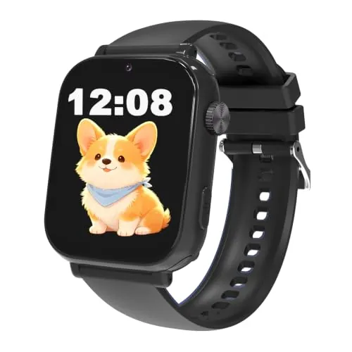 Reloj GPS Niños Localizador y Llamadas, 4G Smartwatch Niños Niña con Telefono Chat Voz Videollamada Modo Clase Cámara Podómetro, Reloj Inteligente para 4 a 12 Años Regalos Comunion Navidad, Negro Azul