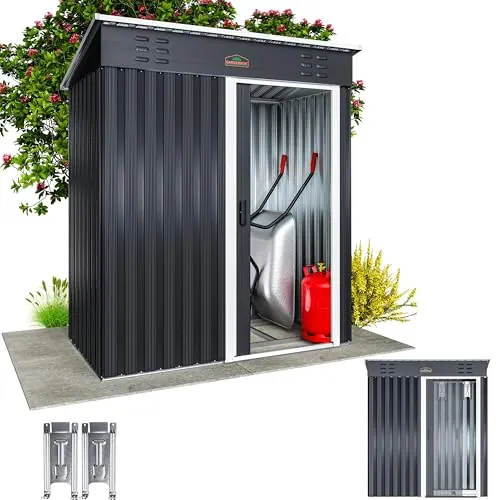 GARDEBRUK Cobertizo de Jardín Metálico 1,5m² Caseta Exterior Antracita