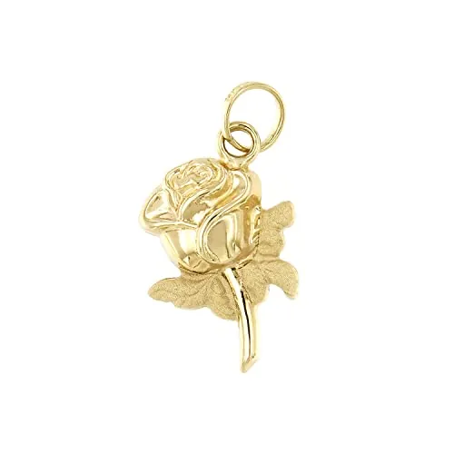 Lucchetta - Colgante de Pata de Rosa de Oro Amarillo de 14 quilates, 20x11mm, sin cadena, Colgantes y Charms para Mujer Niña