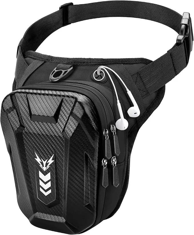 Bolsa Pierna Moto, Amplia Capacidad Riñoneras Pierna Hombre Mujer, Duradero Bolsa de Alforja para Moto con Correa de Pierna Ajustable & Tira Reflectante, para Ciclismo Pesca Camping Deporte