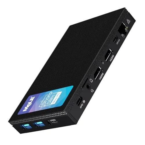 MeLE Quieter4C Mini PC sin Ventilador Win 11 Pro 16GB 512GB Micro PC Alder Lake N100(hasta 3.4GHz) PC de Factor de Forma pequeño USB-C HDMI 4K@60 Triple Pantalla Ordenadores de sobremesa