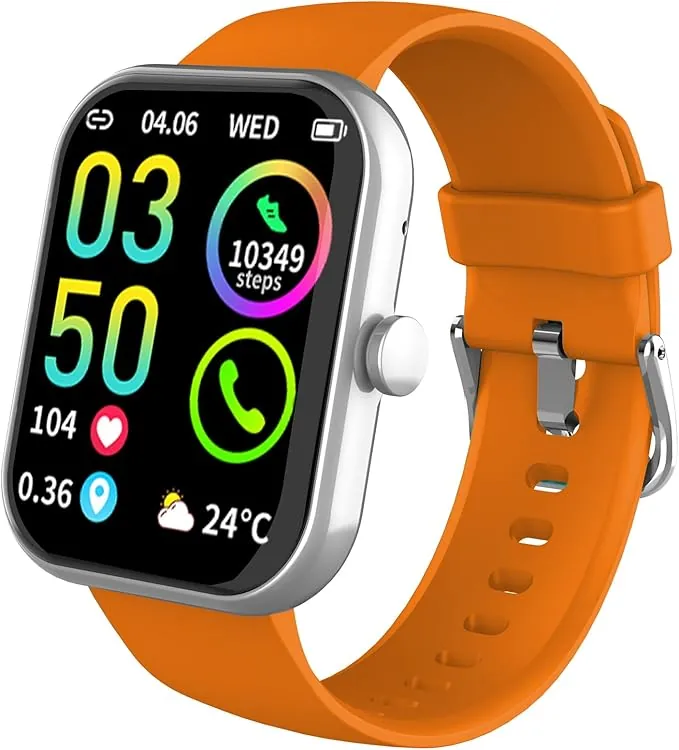 Jugeman Reloj Inteligente Hombre Mujer, 1.96" Smartwatch con Llamada Bluetooth, Smart Watch Deportivo con 113+ Deportes, Pulsómetro/Monitor de Sueño/Podómetro, Impermeable IP68 Pulsera, Naranja